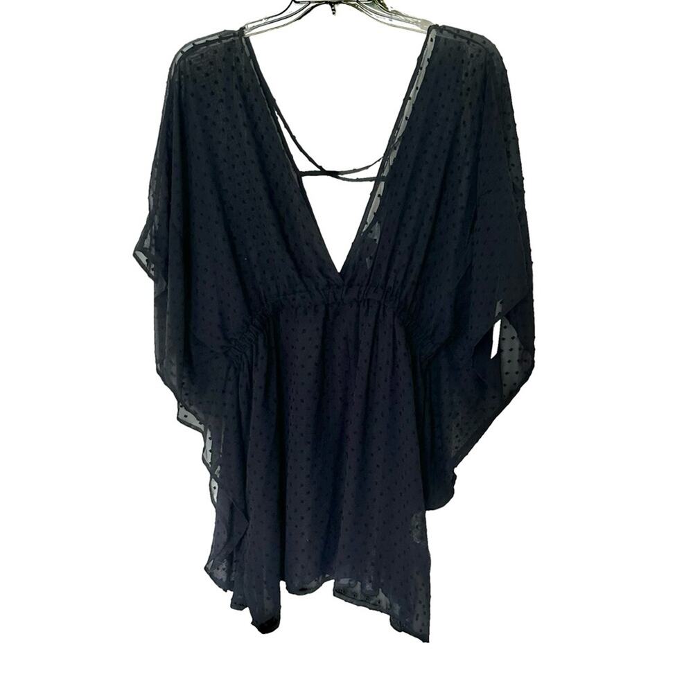 Time and Tru Black Sheer Swim Coverup with Bell Sleeves -XL